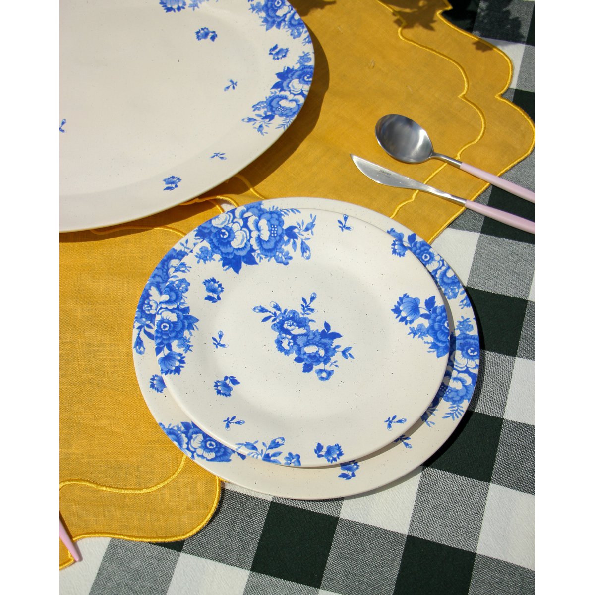 Dessertplade vintage blomster blå