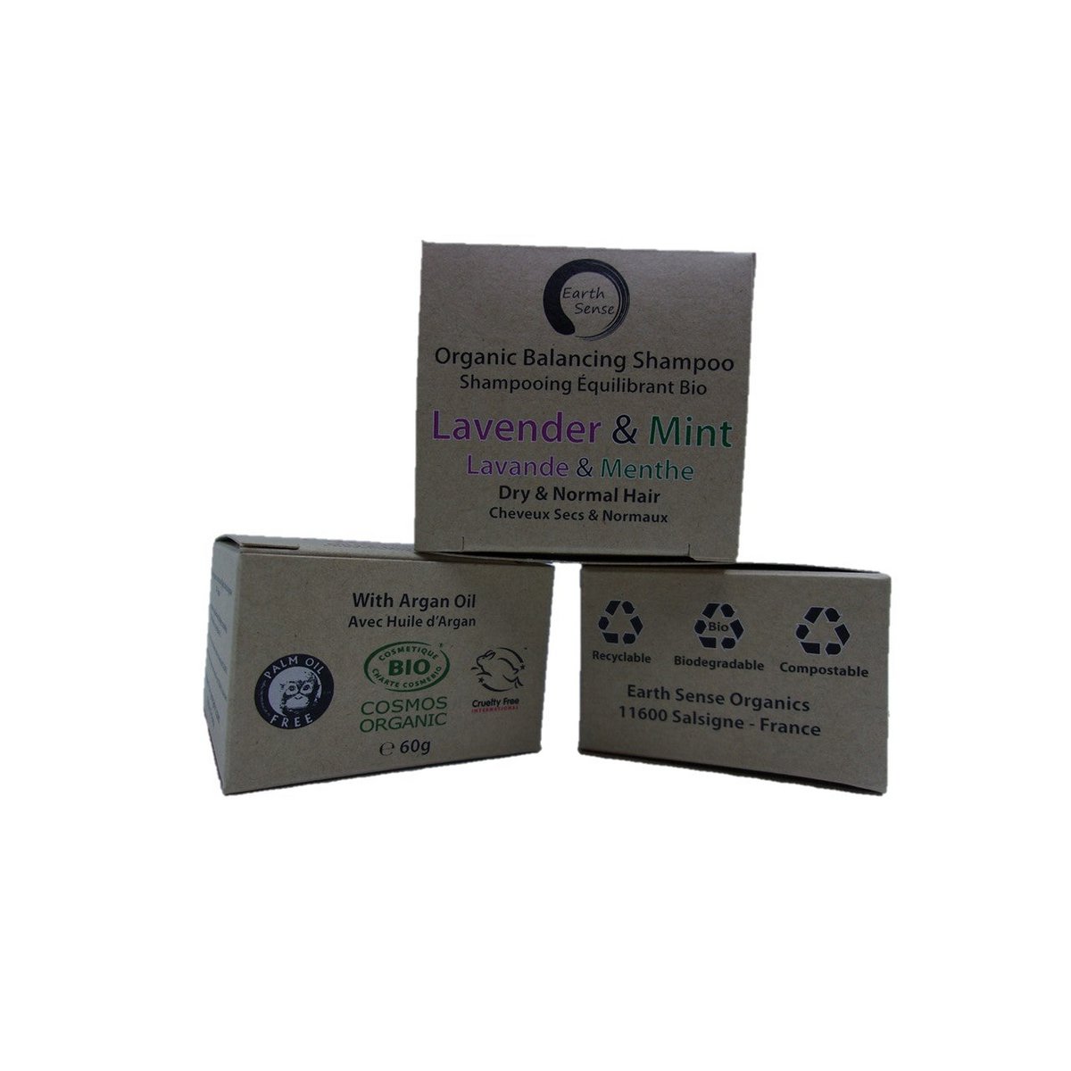 Organic Certified Balancing Solid Shampoo - Lavender & Mint - Dry & all Hair Types 60g