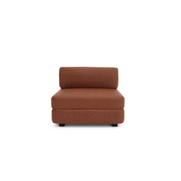 Terracotta modular sofa single module, rust brown fabric, modern minimalist design, comfortable seating.