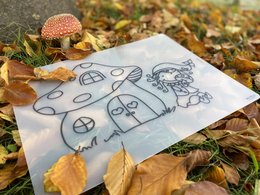 Herkleurbare placemat Paddestoel en Kaboutermeisje
