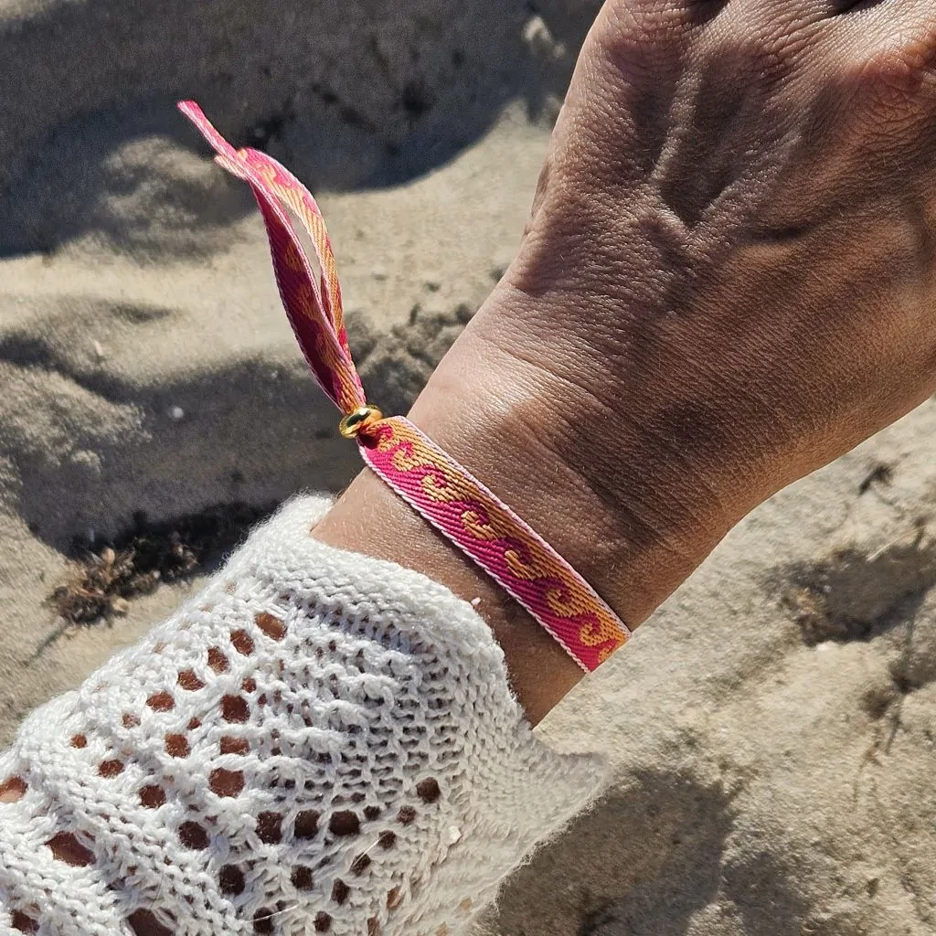 Bracciale a nastro onde rosa/arancione