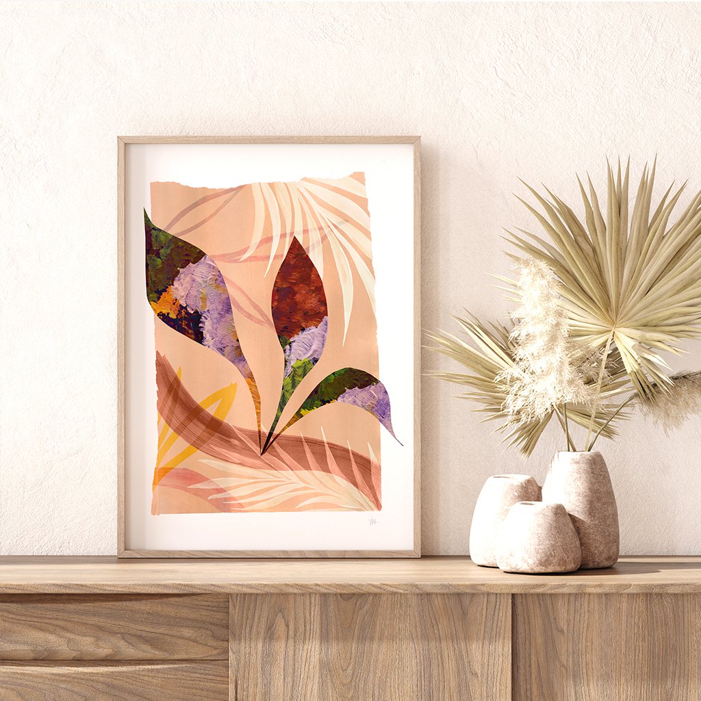 Terakota liść malarstwo Art Print