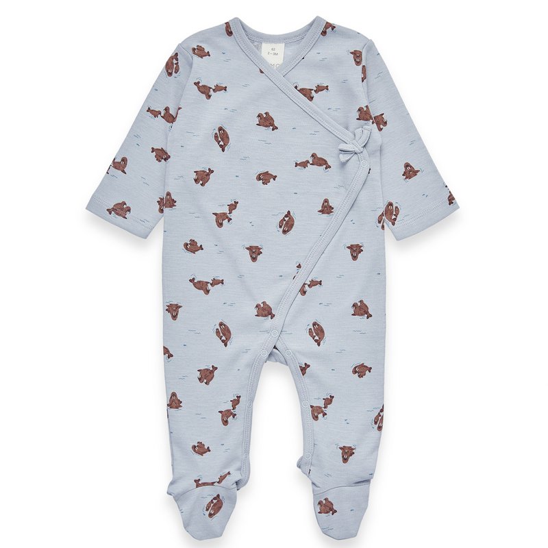 Pyjama 1 stuk. - Interlock slubgaren blauw
