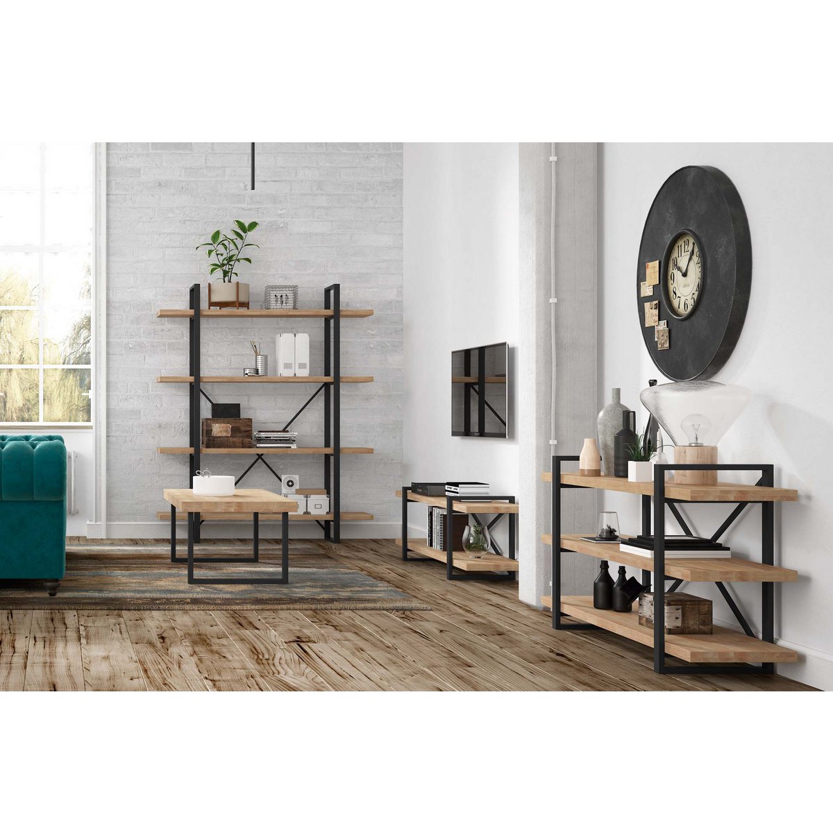 TV STAND PLANK NORDISH OAK / BLACK. OK1296 (8472)