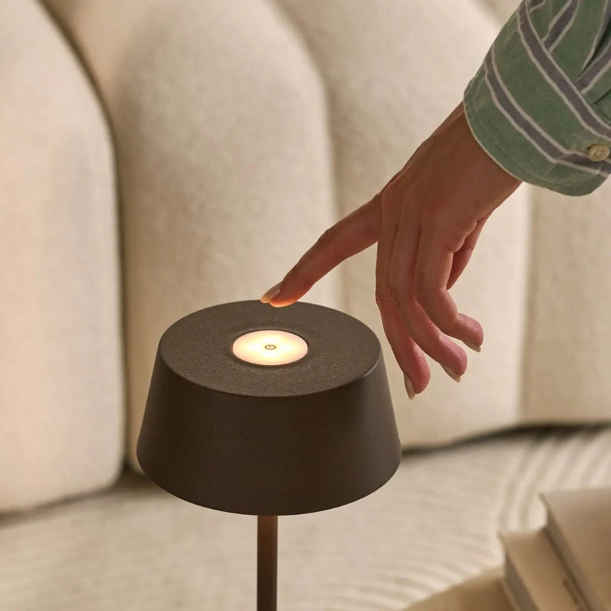 Hugo Mocha Brown Rechargeable Table Lamp