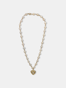 Genuine Pearl Gold Baroque Heart Necklace - Wedding Jewelry