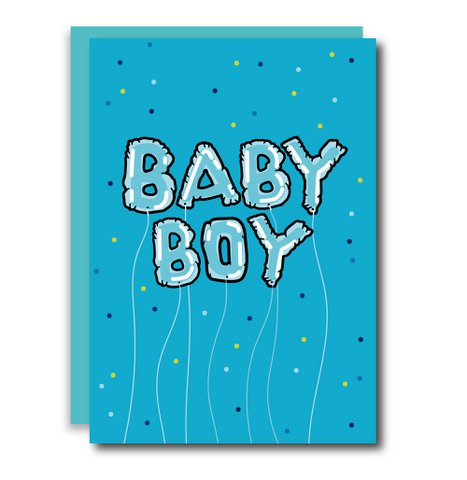 Wenskaart met ballonnen voor babyjongen