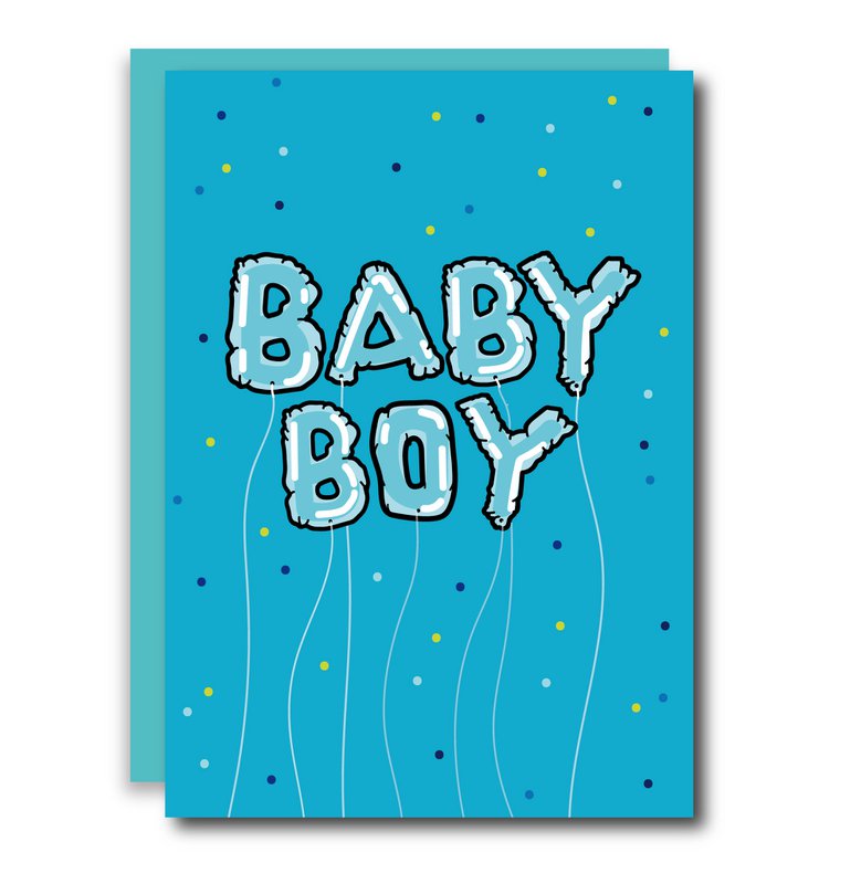 Baby Boy balloner lykønskningskort