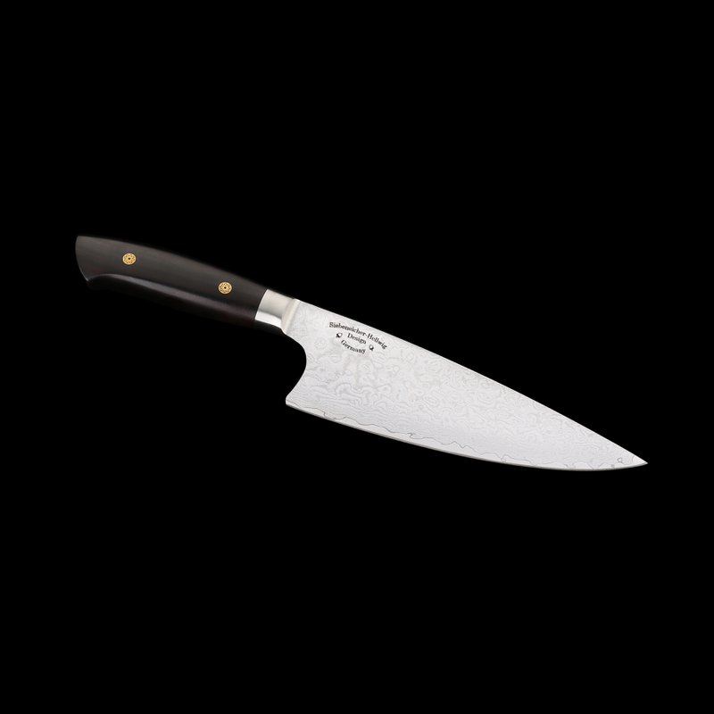 Couteau de chef KATAHIRO KUBOTA Sense 8 pouces en damas et manche en ébène