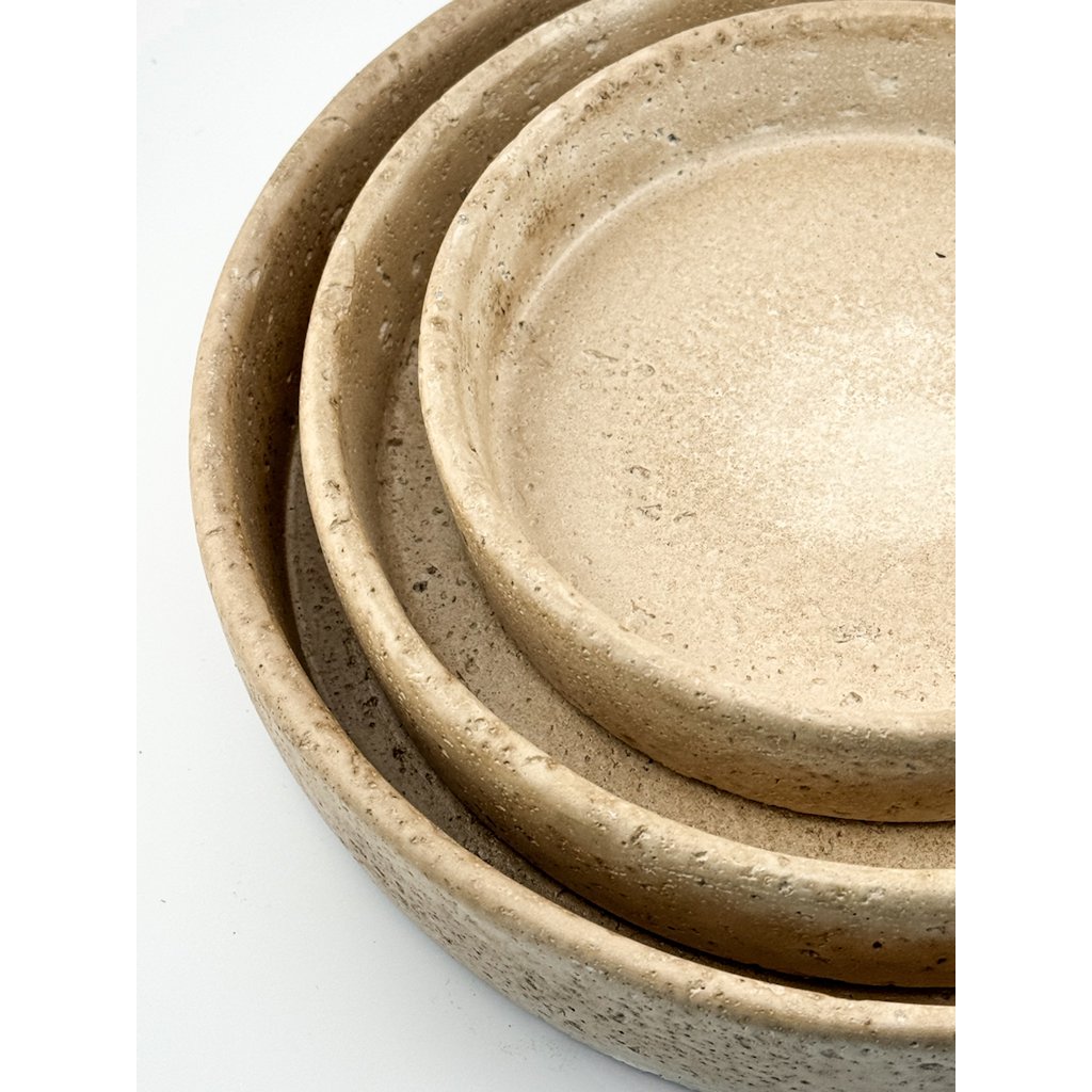 Earthenware tray round beige