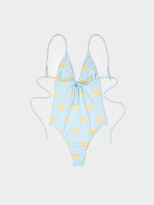 Illusion Sun-Printed Blue Swimsuit