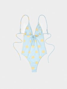Illusion Sun-Printed Blue Swimsuit