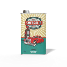 Vintage red classic car retro design tin can lubricating oil packaging nostalgic automotive theme
