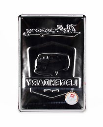 Volkswagen VW T1 Bus Blechschild 20x30cm - Legendary/Rot