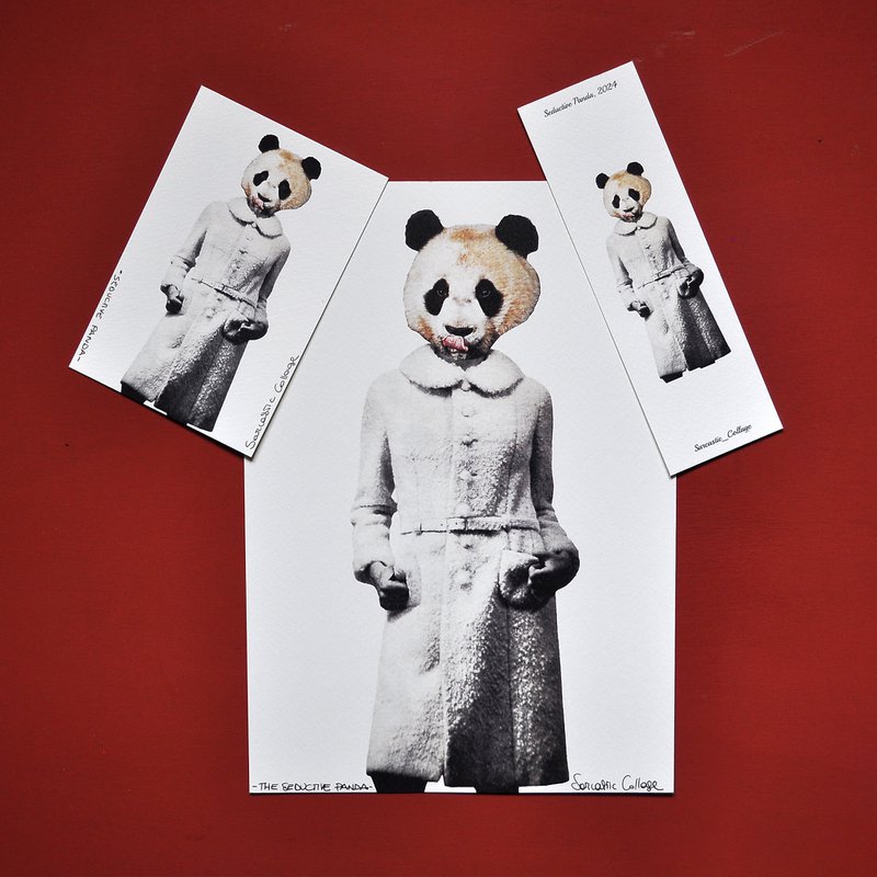 Surreal Collage Art Print Set – A4 Print + Postcard + Bookmark | Contemporary Gift Bundle