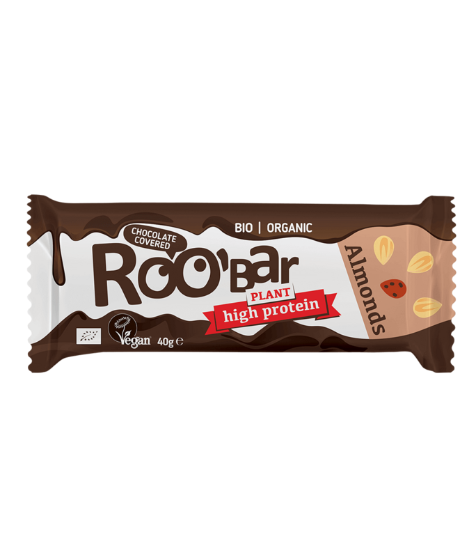 Roobar Almond & Protein bar covered with chocolate, organic, Roobar, 40g