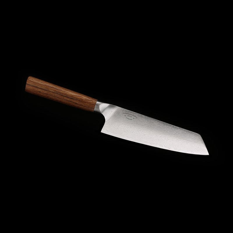 Couteau Santoku PUMA IP 7", en acier japonais VG-10 Damas avec manche en bois de noyer-pakka