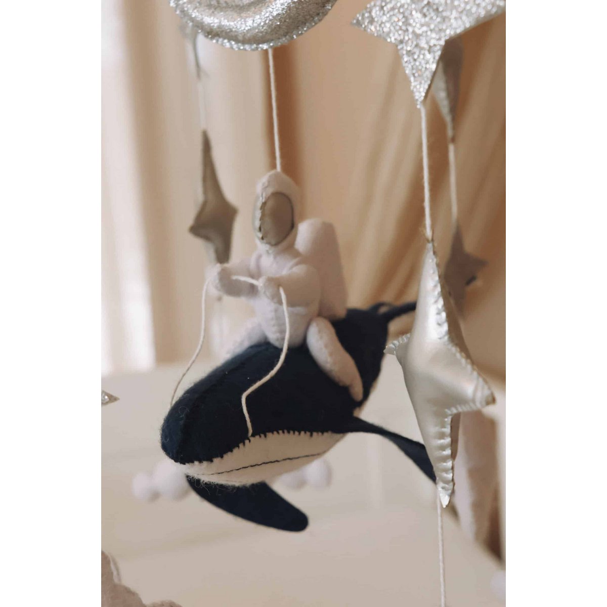 Handgemaakte Astronauten Muziekmobiel - Boxmobiel - Baby mobile - mobile wickeltisch
