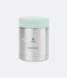  Insulated stainless steel container with mint green lid. Suitable for hot or cold food storage. Durable and leak-proof design.
