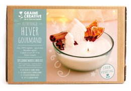 A DIY gourmet winter candle kit featuring a creamy, aromatic candle with hints of cinnamon and orange.