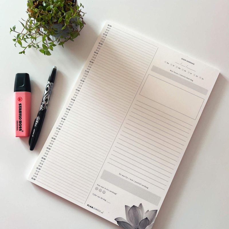 Prikkelarme A4 dagplanner 'Lotus' schrijfblok