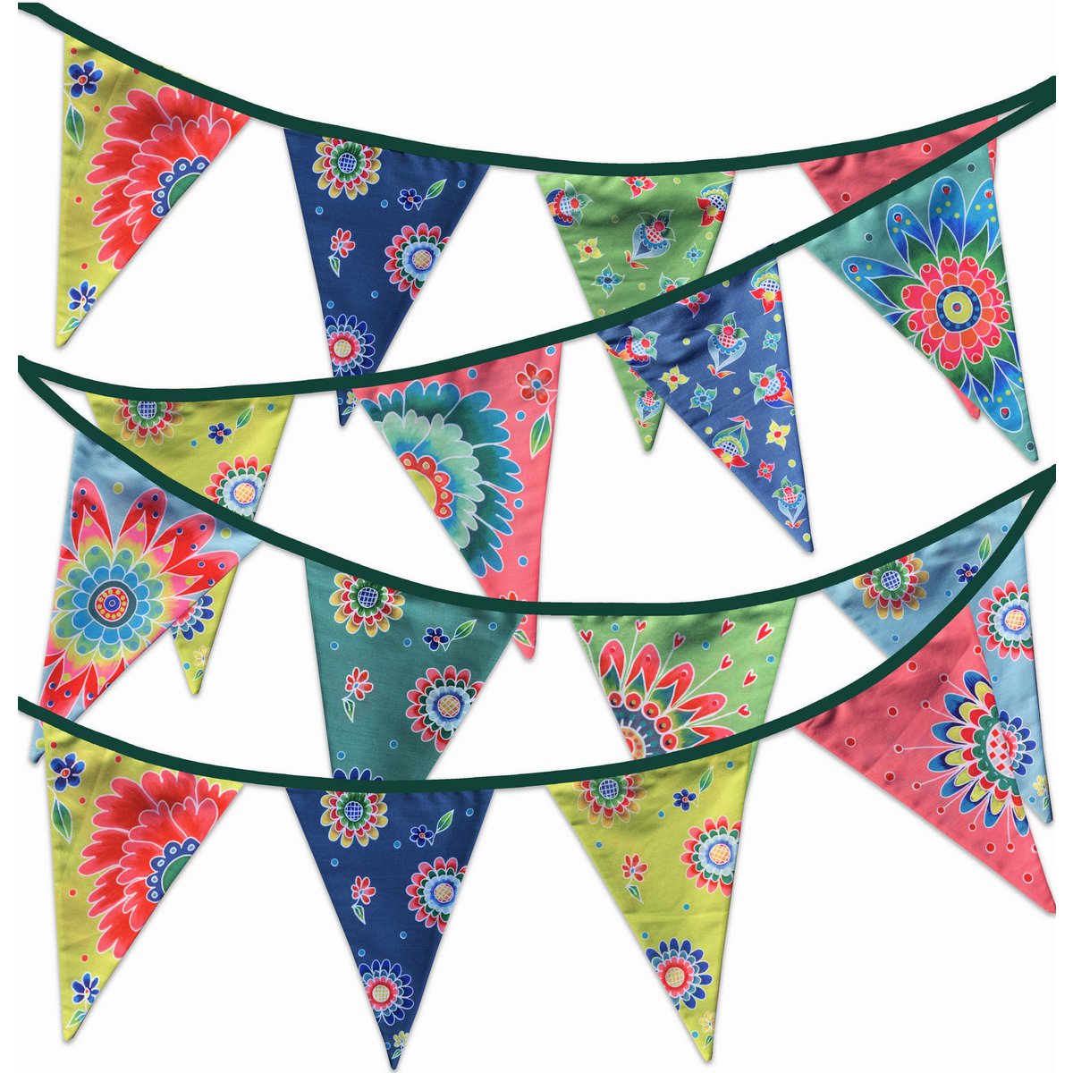 Stoffgirlande Blumen XL - Stoffflaggen - Partygirlande