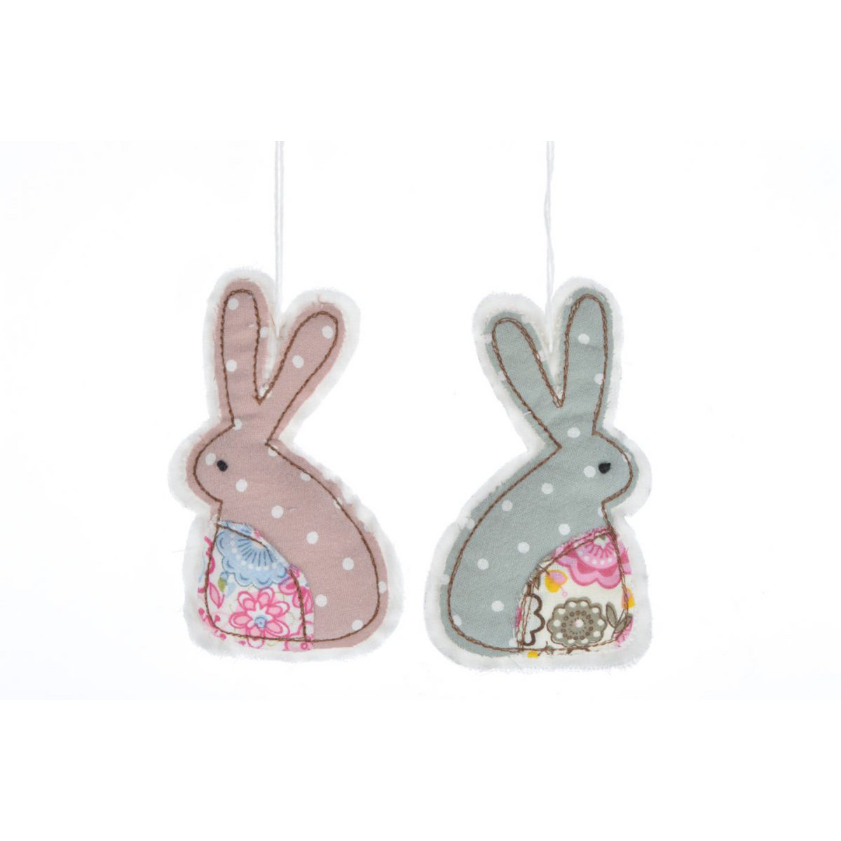 Textiel konijn 7x11 cm set van 2 stuks