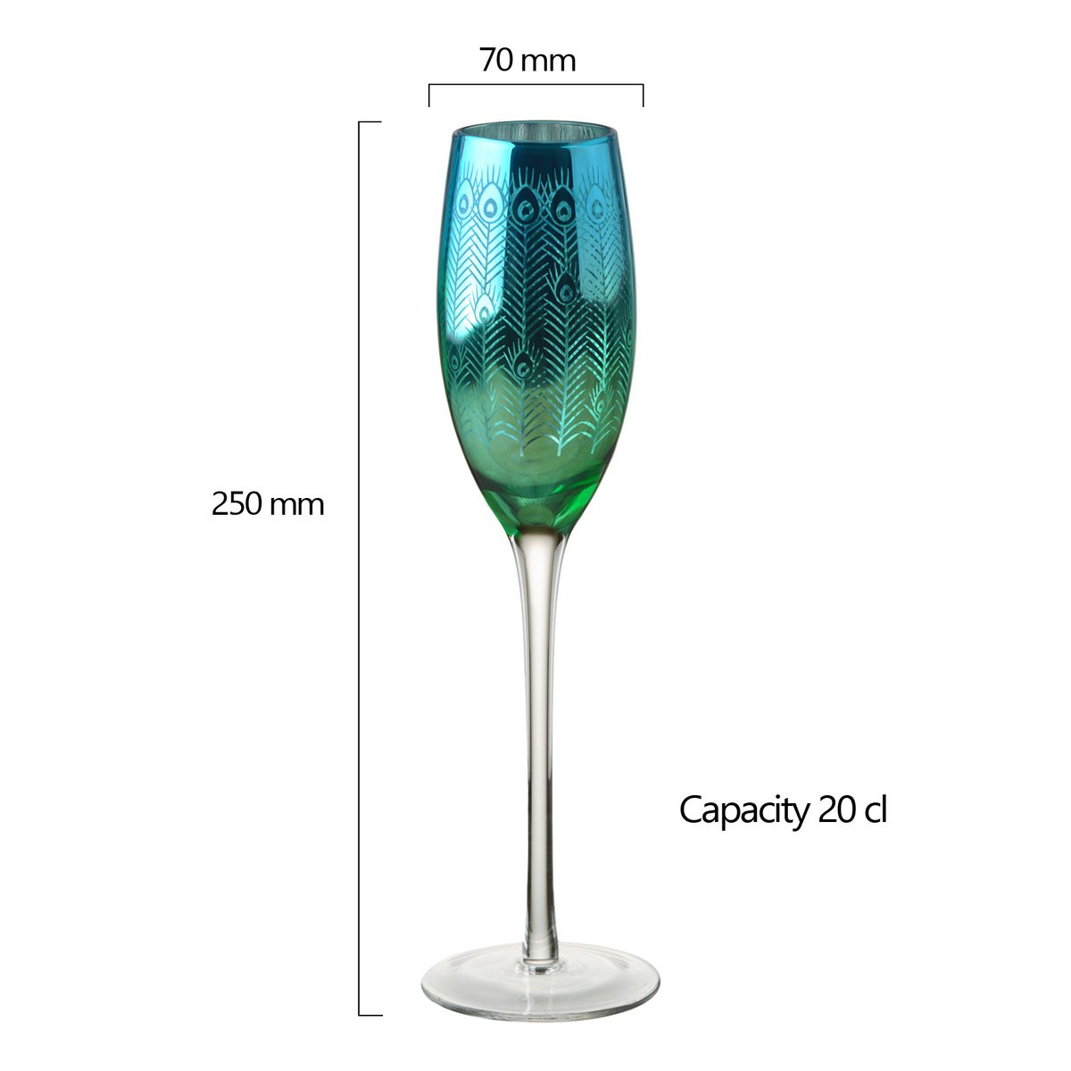 Set of 2 Champagne Flutes - Peacock