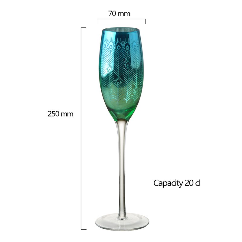 Set of 2 Champagne Flutes - Peacock