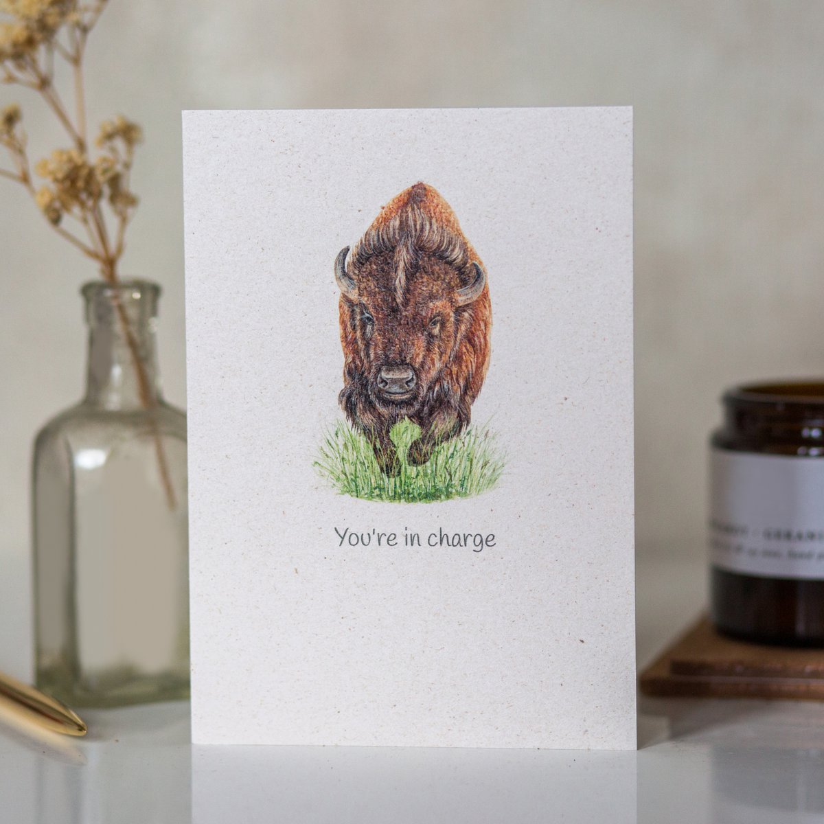 Cute 'You're in charge' Bison Greeting Card