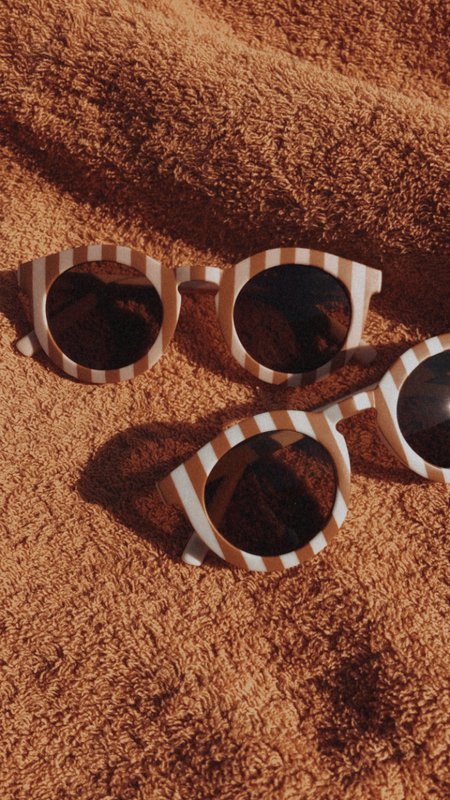 Kindersonnenbrille Streifen | Kinder Sonnenbrillen | Weiß-Orange | Rosa-Orange