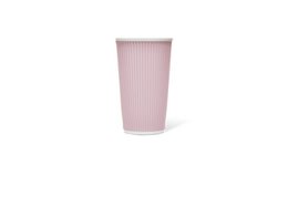 Beker porselein LAP 450ml met silic. grip ribbel Light Pink
