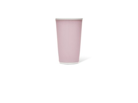 Porcelain cup LAP 450ml with silicon. grip rib Light Pink