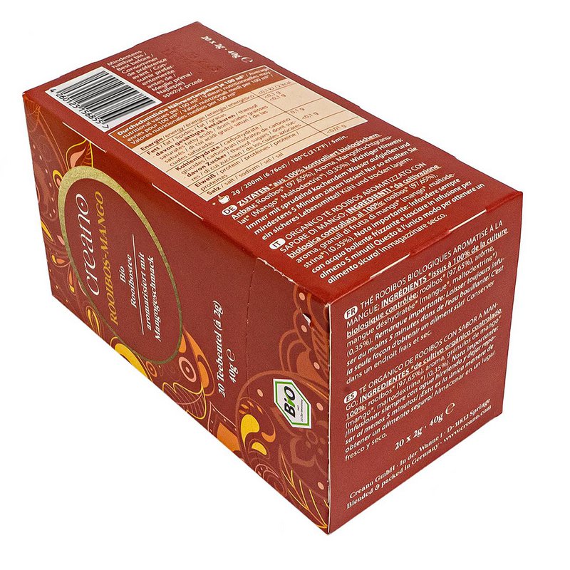 Confezione da 20 bustine di tè Rooibos-Mango biologico