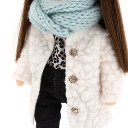 Zacht speelgoed, lieve zussen - kledingset: witte bontjas (35 cm)