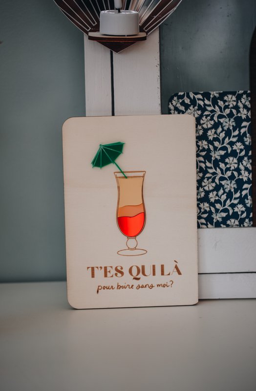 Træ- og Plexi -plakat: Cocktails
