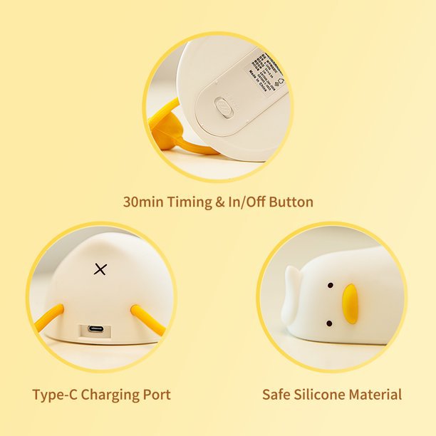 Luce notturna Lie In Peace Duck con 3 posizioni e timer da 30 minuti