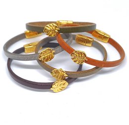 Semplice Monstera 24K vergoldetes Lederarmband