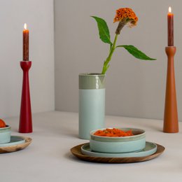 Pot à eau Cyl cer mat avec bande céladon 1000ml 8,5x20cm