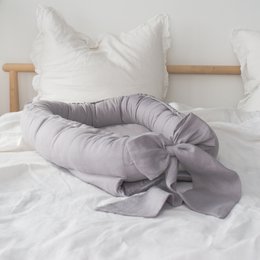 Leinen-Babynest mit Schleife (7 Farben)