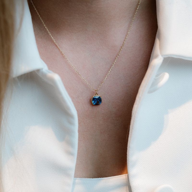 Birthstone Necklace December blue topaz