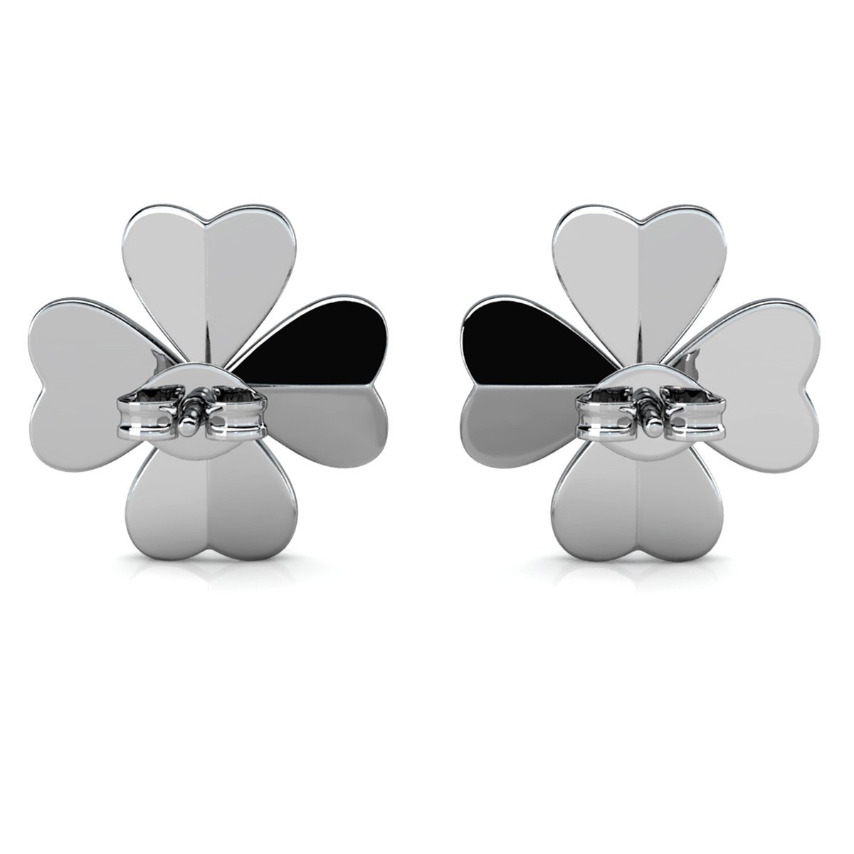 Kleeblatt-Ohrringe – Silber und Kristall