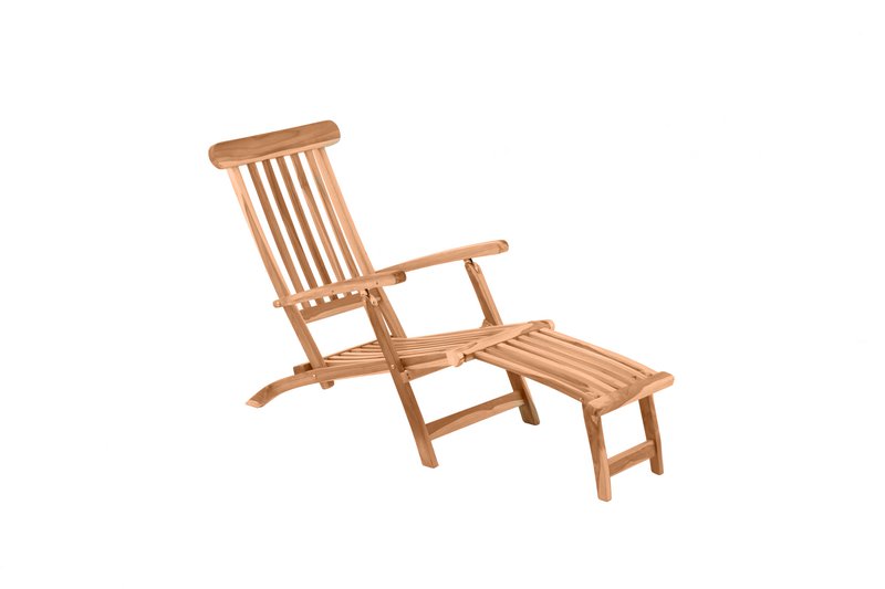 Deck chair with footrest, teak
