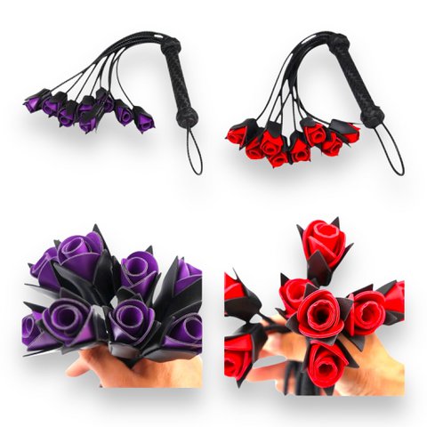 Kinky Pleasure - T145 - Rose Flogger Whip - rood/paars