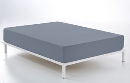Bajera ajustable color acero - Cama de 160 (largo 210 y alto 35 cm) - 100% algodón - 200 hilos. Gramaje: 125