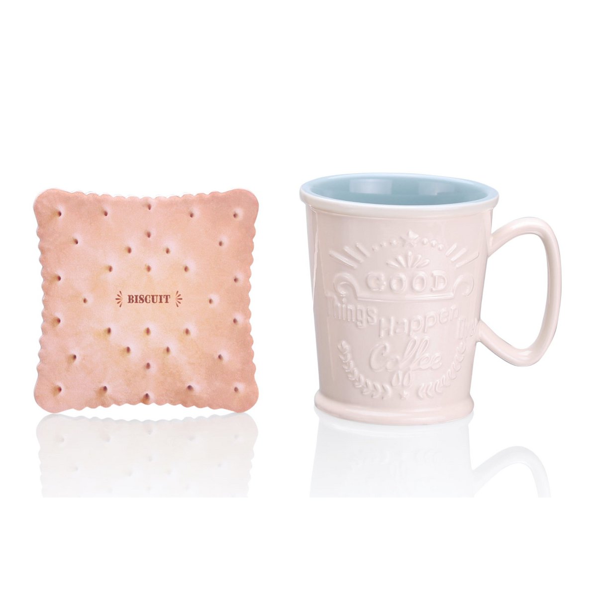 Coffee Bar Latte Cup panna/sottobicchiere blu 400ml
