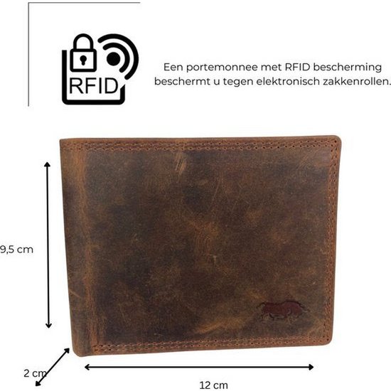 Portefeuille masculin cognac rfid anti-skim