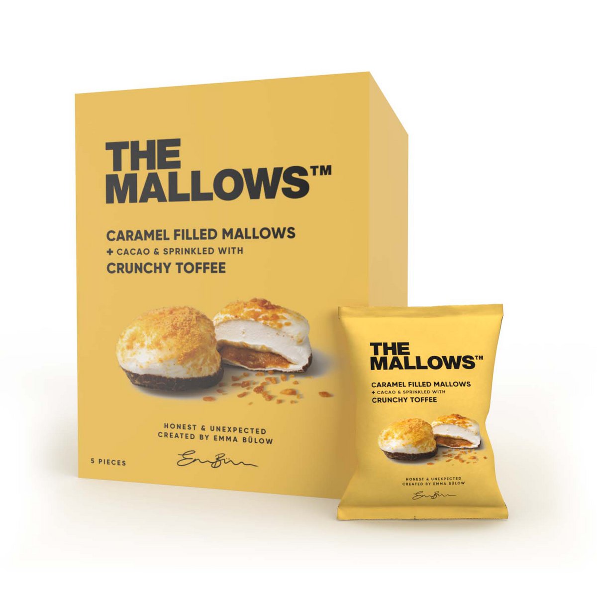 KARAMEL GEVULDE MALLOWS + CRUNCHY TOFFEEDOOS - 5 ST