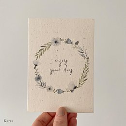 tarjeta de felicitación - corona de cosmos