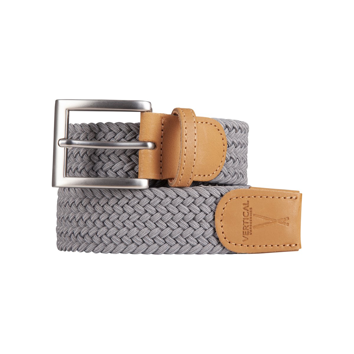 Dark gray elastic braided belt